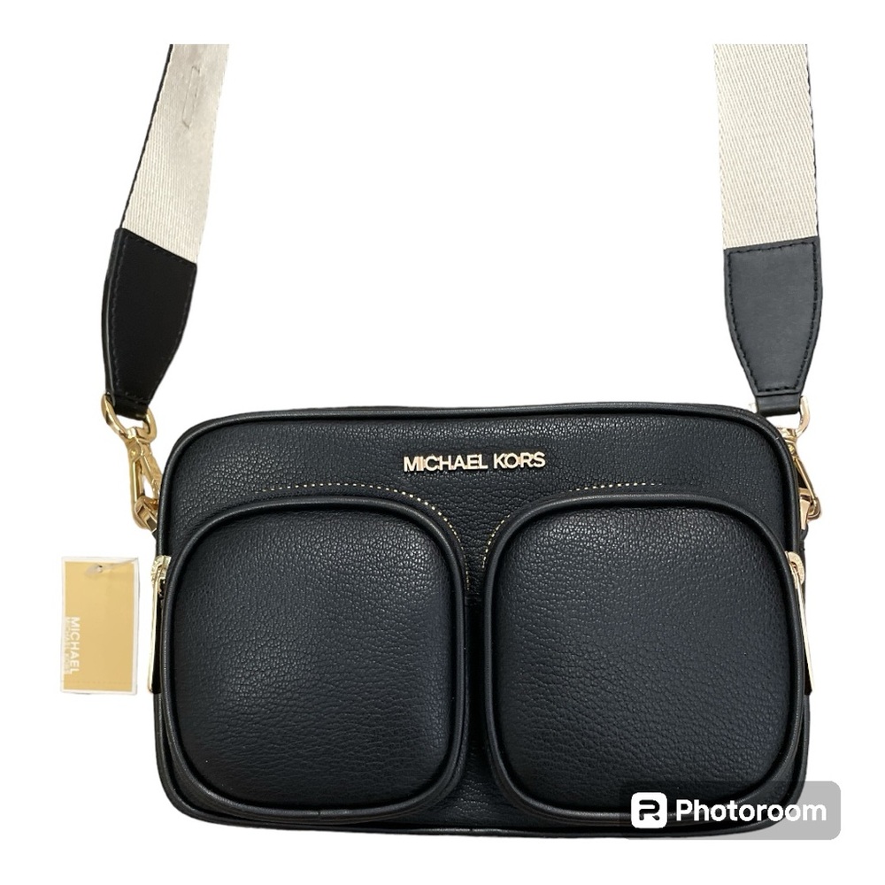 NWT MICHAEL KORS Jet Set Medium Leather Crossbody w/ Case for Apple AirPods Pro - Picture 2 of 8